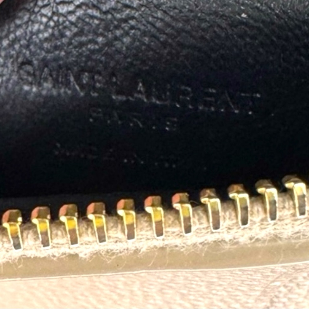 EUC Saint Laurent Zip Card Holder - Beige Grained Leather - Picture 3 of 3